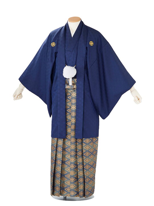 楽天市場】レンタル 紋付袴 身長：170〜175cm 紺系 × 花菱/グレー 袴 