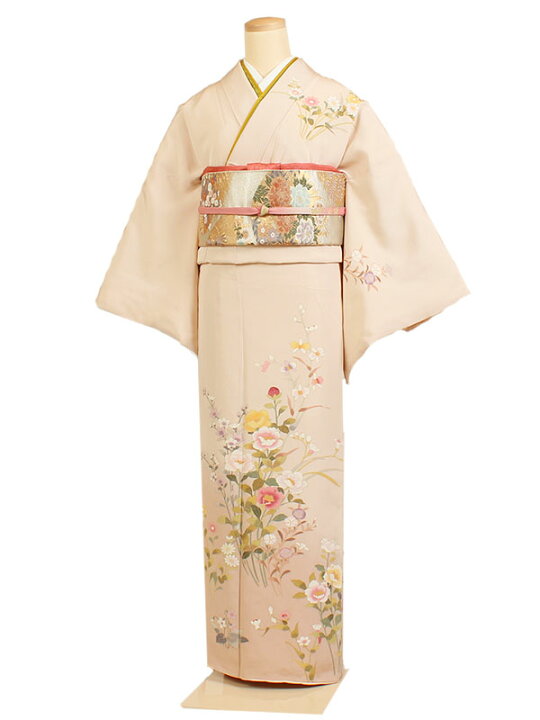 楽天市場 レンタル 訪問着 ベージュ系 四季草花 正絹訪問着レンタル 結婚式 入学式 卒業式 お宮参り 七五三 お母さん ママ 母親 パーティー 結納 お茶会 訪問着セット レンタル訪問着 着物レンタル 貸衣装 安い 往復送料無料 H019 京都 きものれんたる京商
