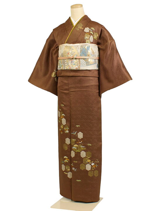 楽天市場】【レンタル】【訪問着 茶系 花鳥など】正絹 訪問着レンタル  