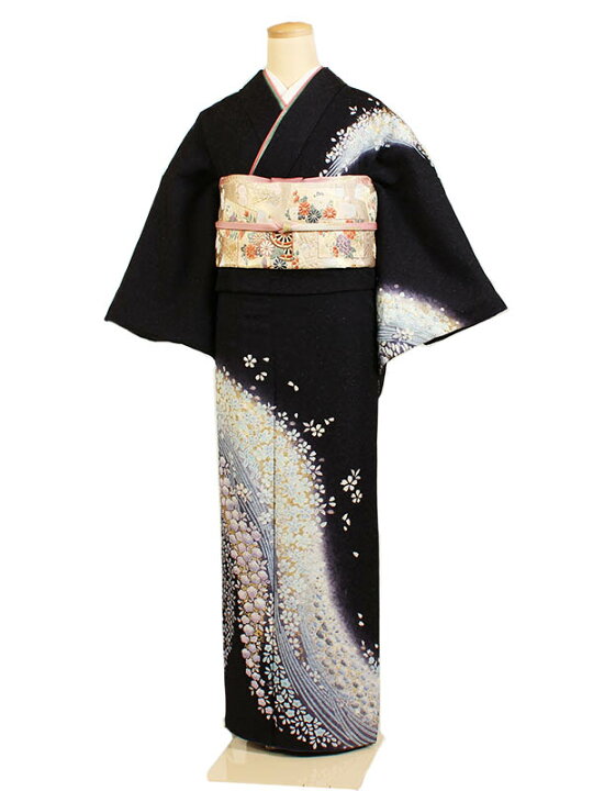楽天市場】【レンタル】【訪問着・黒紫系 辻が花】正絹訪問着レンタル  