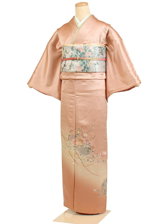 楽天市場】【レンタル】【訪問着 ピンク系 四季草花 汕頭刺繍】正絹 