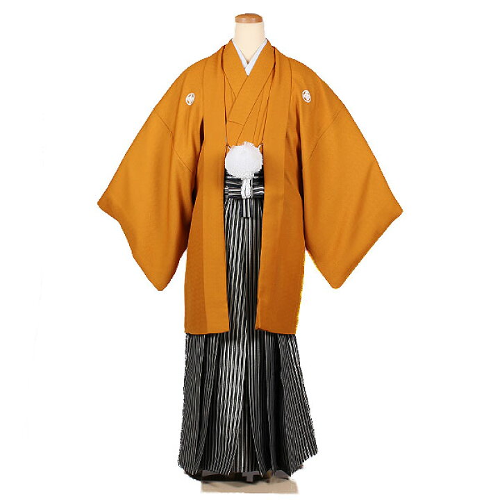 楽天市場】【レンタル】【成人式紋付袴 橙みのカラシ×縞】158cm〜163cm 