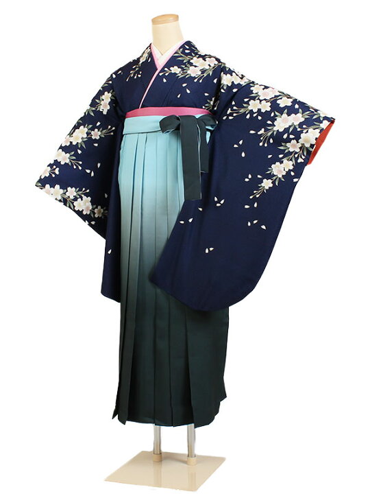 全体的に紺色っぽいグラデーション、桜刺繍入り高級袴。Mサイズ ていたし