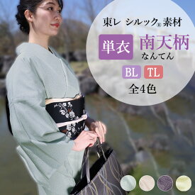 洗える着物 東レシルック シルックきもの 江戸小紋 ひとえ着物 単衣 仕立て上がり 小紋 BL TL サイズ 南天柄 全4色