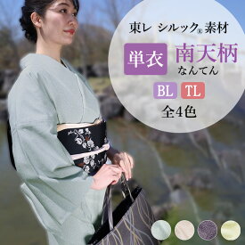 ＼来週末は6月！ 単衣の準備はOKですか？／【今年は、在庫限りで終了です】洗える着物 東レシルック シルックきもの 江戸小紋 ひとえ着物 単衣 仕立て上がり 小紋 BL TL サイズ 南天柄 全4色