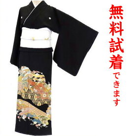 【試着無料】【黒留袖 レンタル】318番　フルセットレンタル 往復送料無料 試着OK かんざし 髪飾り レンタル 留袖 留袖レンタル レンタル留袖 黒留袖 フリーサイズ 【kuf】