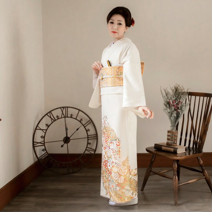 長尺『桂由美』色留袖＋帯セット◇色紙御所車□背紋有□袷正絹着物 