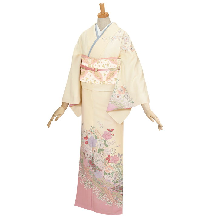 AC1950誂仕立付訪問着クリーム系辻が花