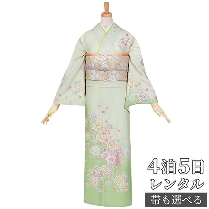 【訪問着 レンタル】 訪問着レンタル 正絹訪問着レンタル フルセット 8AD669 レンタル訪問着 正絹 着物レンタル レンタル 白 牡丹 桜  150cm〜168cm位まで 足袋プレゼント