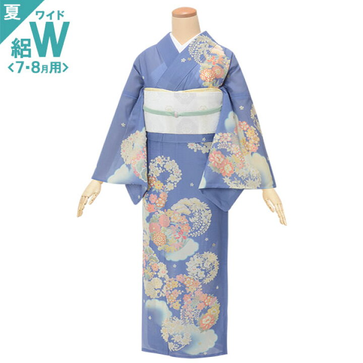 楽天市場】絽【レンタル】【夏用】 ジャパンスタイル「H782 青 花の丸 
