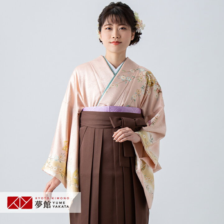 楽天市場 レンタル 袴 レンタル 先生 女 袴セット 教員 職員 先生 Hg1186 薄ピンクぼかし 花柳に丸紋 正絹 卒業式 袴 フルセット 女性 はかま ハカマ レンタル 貸衣装 かしいしょう 送料無料 一部地域を除く 京都着物レンタル夢館