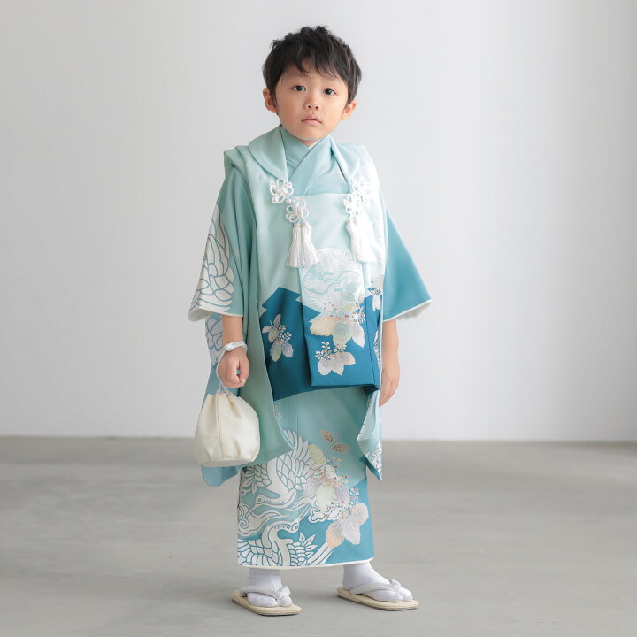 楽天市場】【レンタル】[七五三 着物 3歳]男の子「K213 水色 向かい鶴 