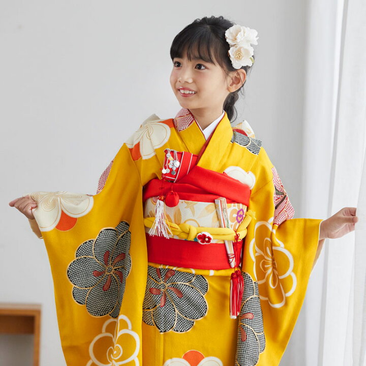 七五三 七歳着物20点セット 黄色 身長約109〜115cm USED美品