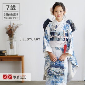 【レンタル】753 七五三 着物 7歳 フルセット 女の子 レンタル「N070 JILLSTUART 薄グレー　アネモネ」 四つ身 子供 お祝い着 正月 7歳 7才 きものレンタル