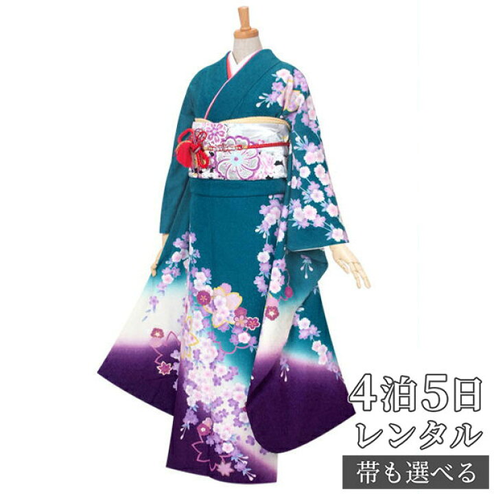 楽天市場】【振袖 レンタル】 結婚式 結納R080 正絹 青緑ラメ 枝垂桜 