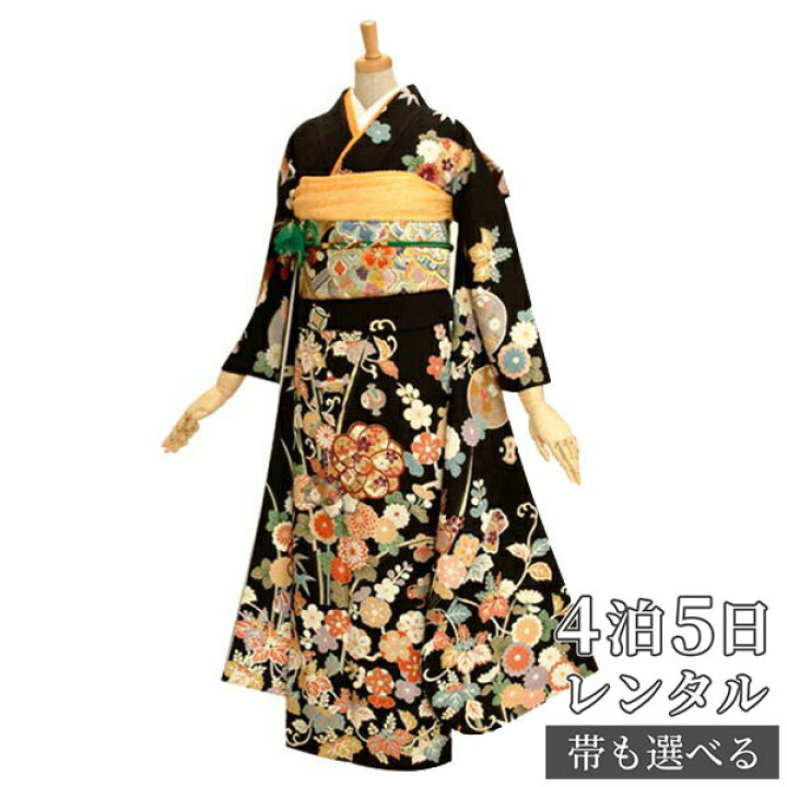 楽天市場】【振袖 レンタル】 結婚式 結納R181 正絹 黒 宝尽くし 振袖 