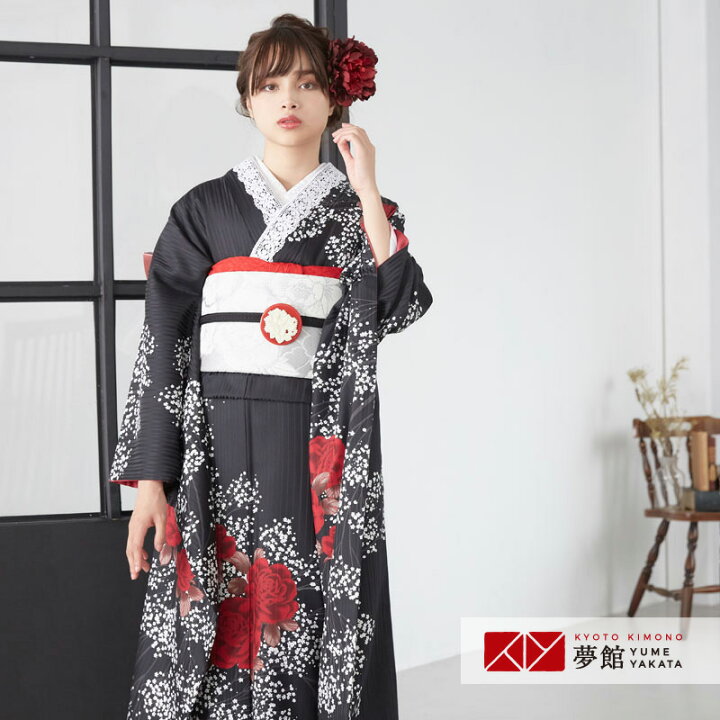 楽天市場】〔成人式 振袖 レンタル〕RS183黒 深紅の薔薇とかすみ草フル 