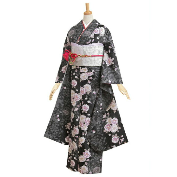 楽天市場】【振袖 レンタル】 結婚式 結納R185黒 大菊と八重桜（藤色系  