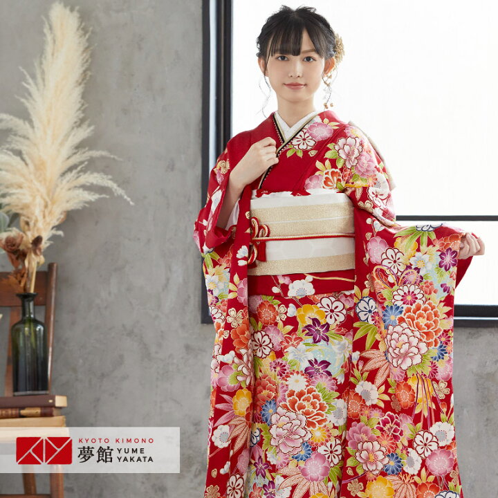 楽天市場】【成人式 振袖 レンタル】RS1019 正絹 赤 花紋に花くす玉 