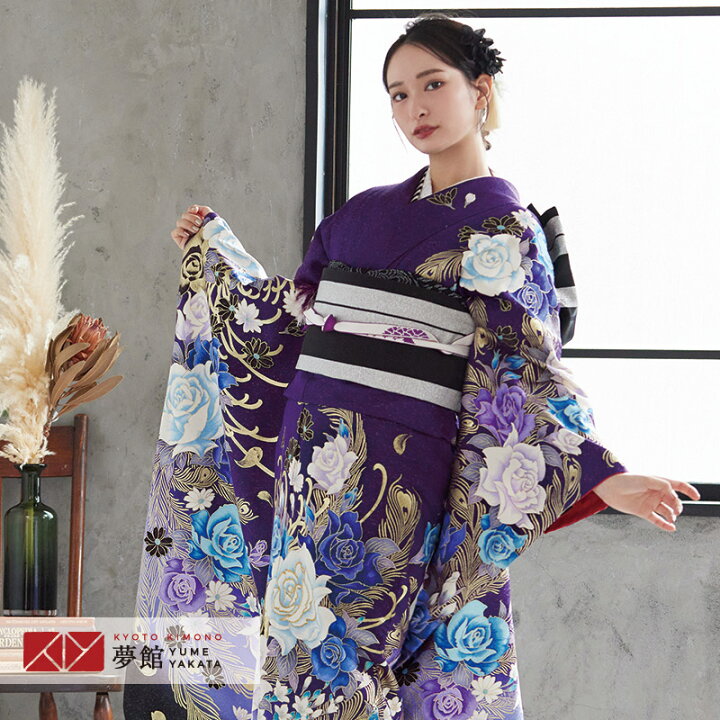 楽天市場】【振袖 レンタル】 結婚式 結納R1086 正絹 紫 薔薇と孔雀の 