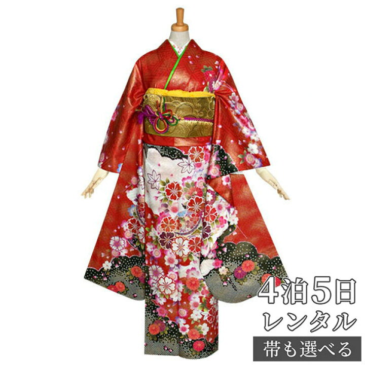 楽天市場】【振袖 レンタル】 結婚式 結納R1093 正絹 赤 金砂子 
