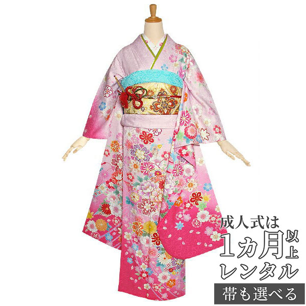 【楽天市場】【成人式 振袖 レンタル】RS1152 正絹 ピンク 桜牡丹 