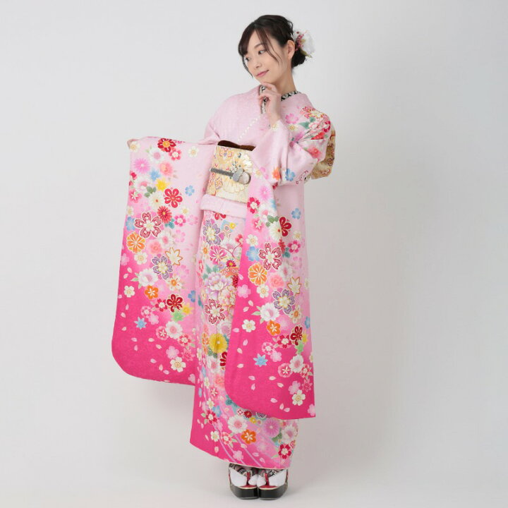 楽天市場】【振袖 レンタル】 結婚式 結納R1152 正絹 ピンク 桜牡丹に 