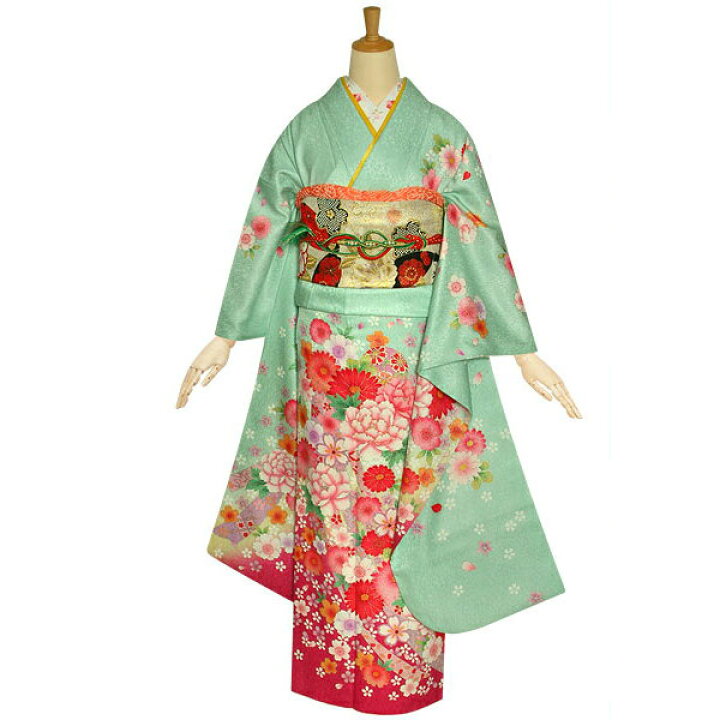 楽天市場】【成人式 振袖 レンタル】RS1158 正絹 ミントグリーン 桜 