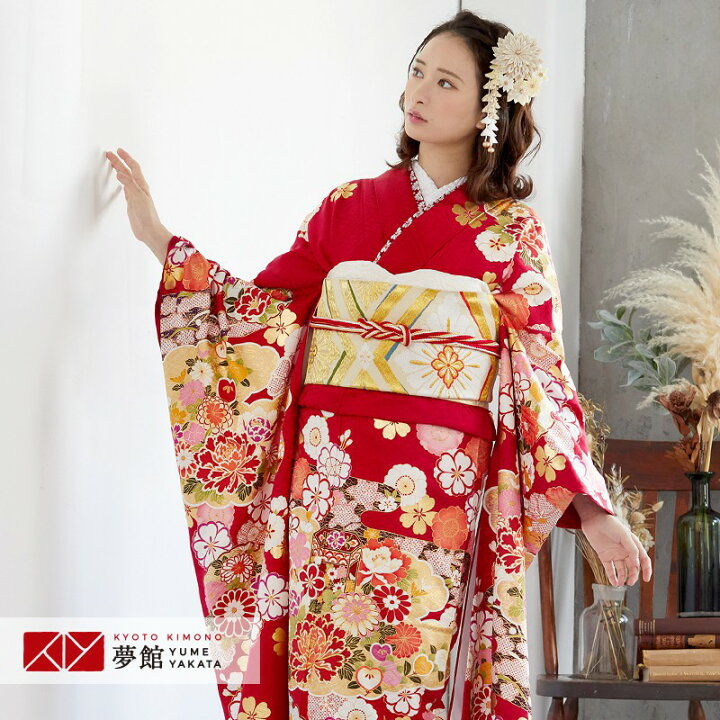 楽天市場】【振袖 レンタル】 結婚式 結納R1180 正絹 赤 雲取牡丹に貝 