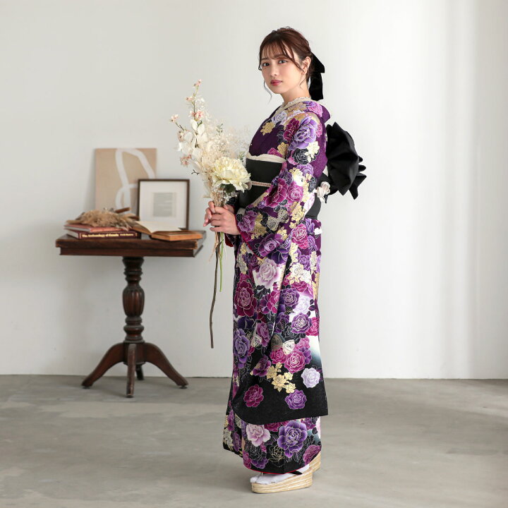 楽天市場】【成人式 振袖 レンタル】RS1188 正絹 紫 薔薇フルセット 