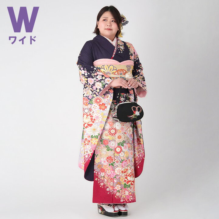 楽天市場】〔成人式 振袖 レンタル〕RS1212 正絹 紺 桜菊花に宝づくし 