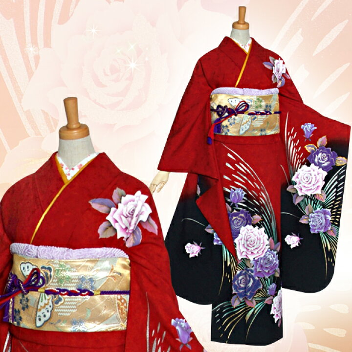 楽天市場】[7万円均一SALE]【成人式 振袖 レンタル】RS1231 正絹 赤 