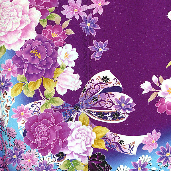 楽天市場】【成人式 振袖 レンタル】RS1236 正絹 紫 薔薇とリボンフル