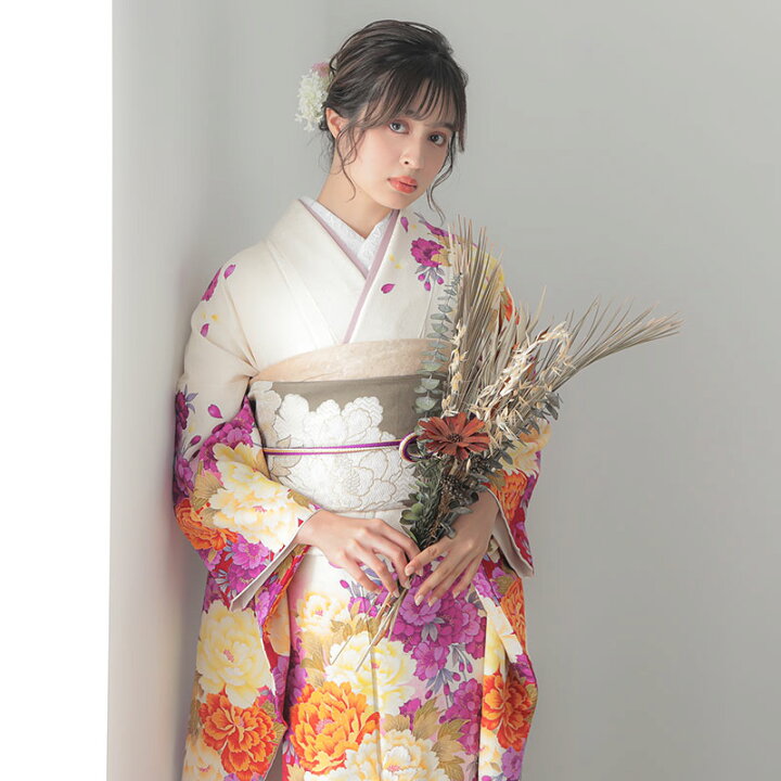 楽天市場】【振袖 レンタル】 結婚式 結納R1305 正絹 白 牡丹に枝垂桜 