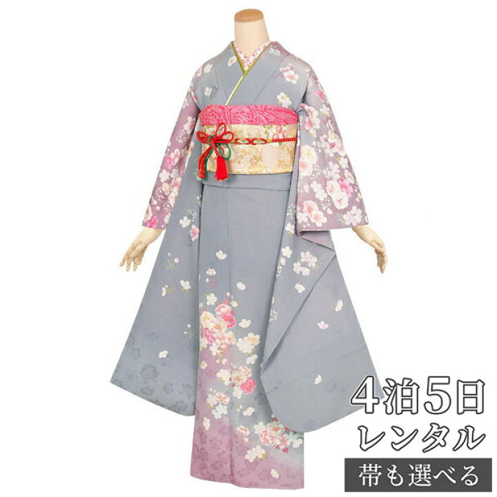 楽天市場】【振袖 レンタル】 結婚式 結納R1340 正絹 グレー 桜 
