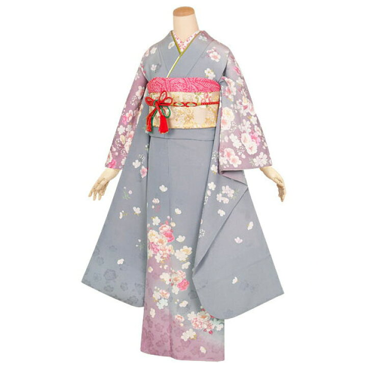 楽天市場】【振袖 レンタル】 結婚式 結納R1340 正絹 グレー 桜  