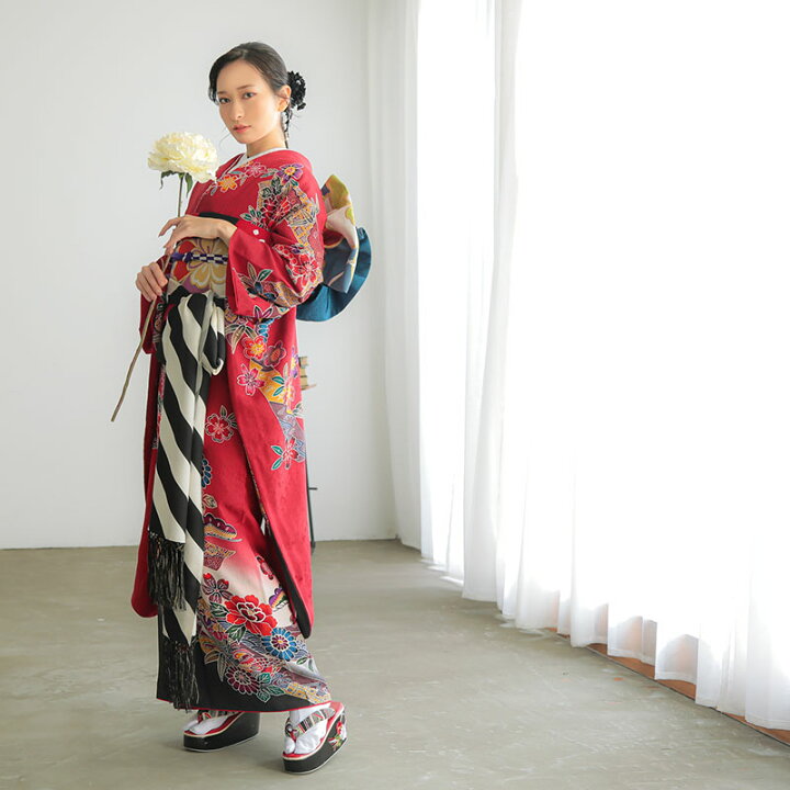 楽天市場】【成人式 振袖 レンタル】RS1362 正絹 赤 紅型風 花熨斗鴛鴦 