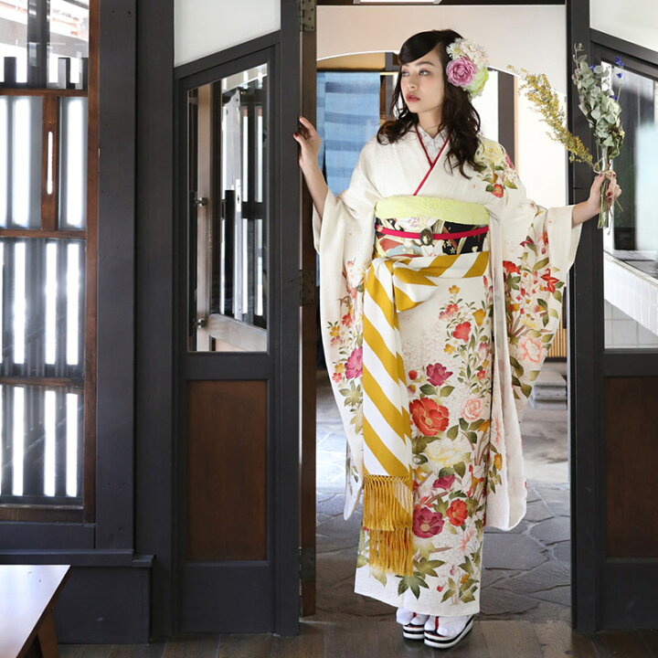 楽天市場】【振袖 レンタル】 結婚式 結納R1399 正絹 白 薔薇と 