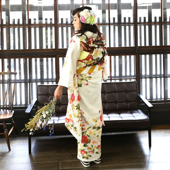 楽天市場】【振袖 レンタル】 結婚式 結納R1399 正絹 白 薔薇と  