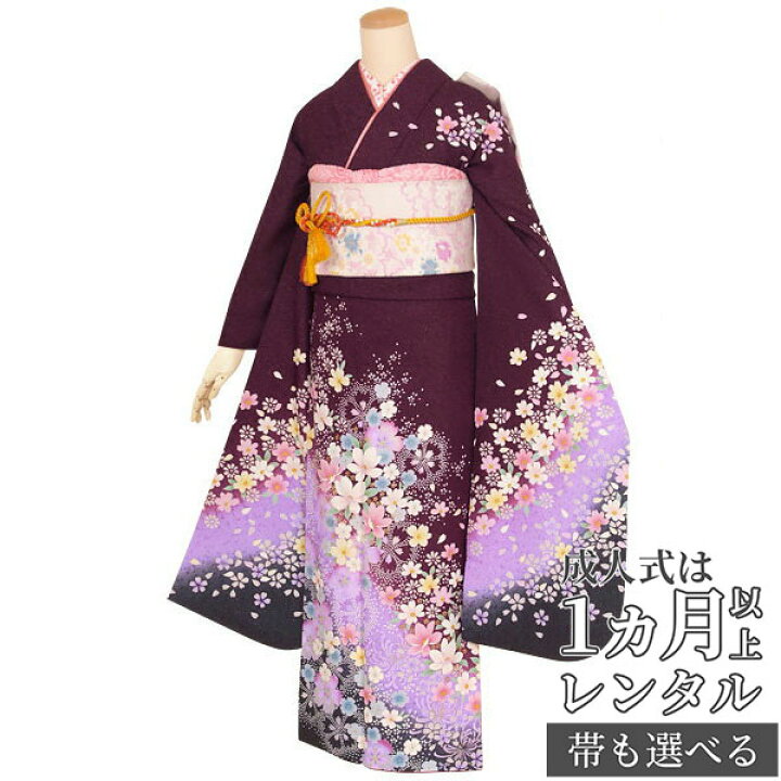 楽天市場】【成人式 振袖 レンタル】RS1402 正絹 紫 桜なでしこフル  
