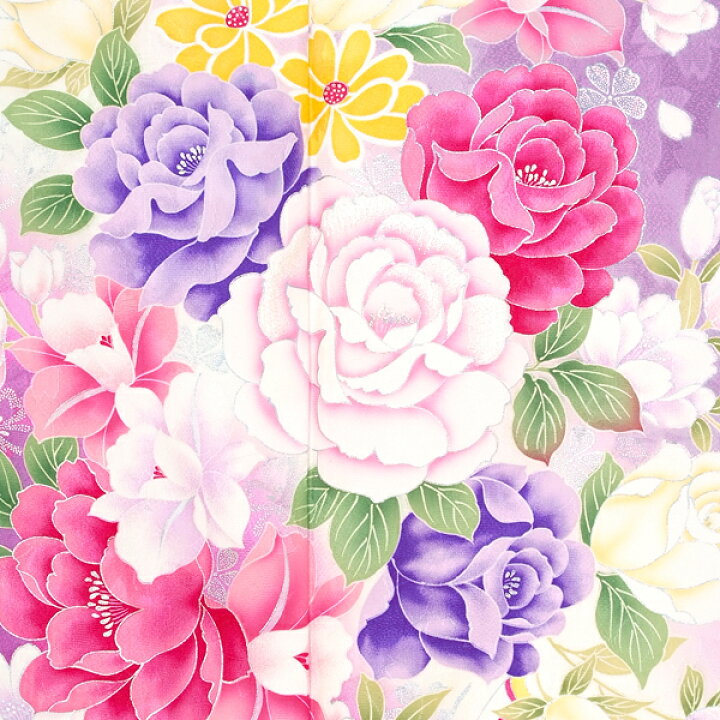 楽天市場】【成人式 振袖 レンタル】RS1405 正絹 薄紫 薔薇と蝶フル
