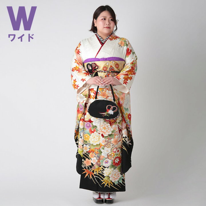 楽天市場】【成人式 振袖 レンタル】RS1537 正絹 白 熨斗に牡丹紅葉 