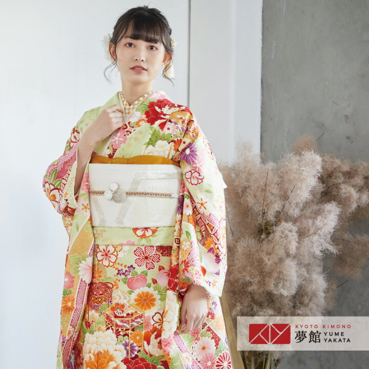 楽天市場】【振袖 レンタル】 結婚式 結納R1553 正絹 黄緑 熨斗貝桶に 