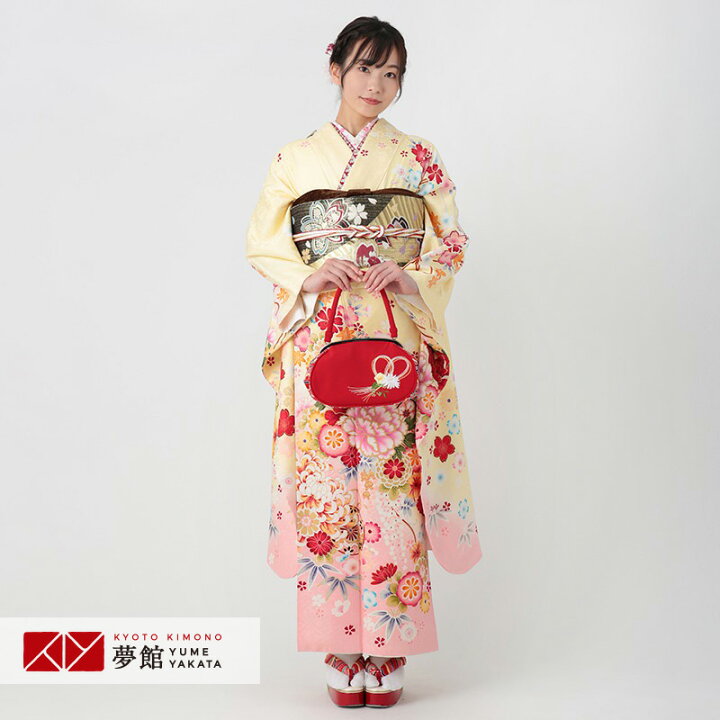 楽天市場】【振袖 レンタル】 結婚式 結納R1557 正絹 黄色 可愛い牡丹 