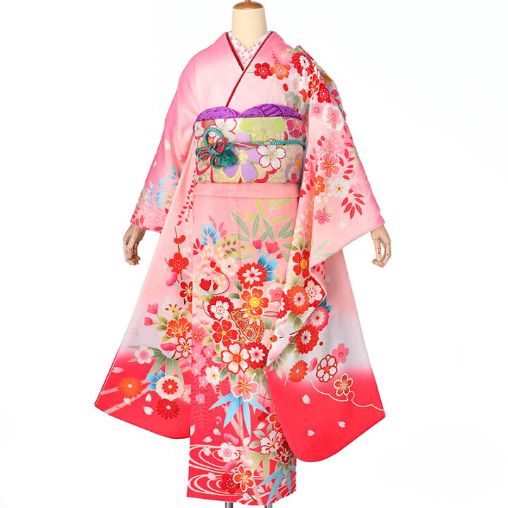 楽天市場】【成人式 振袖 レンタル】RS1685ピンク 藤に流水花文フル 
