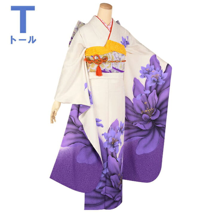 楽天市場】【振袖 レンタル】 結婚式 結納R1747 正絹 白 紫の花（絹 