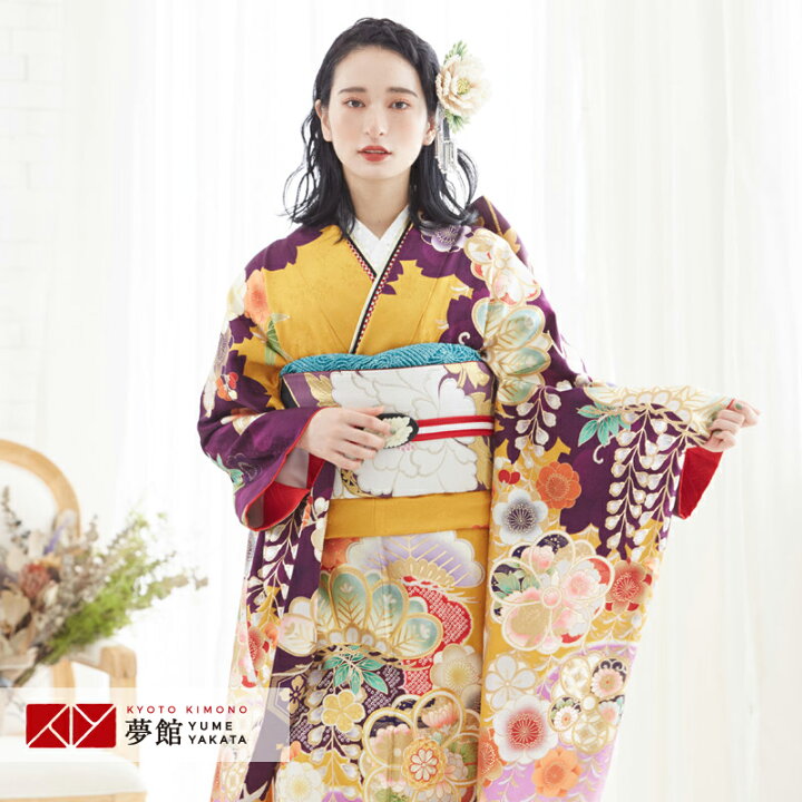 楽天市場】【成人式 振袖 レンタル】RS1778 正絹 オレンジ×紫 松竹梅桜 