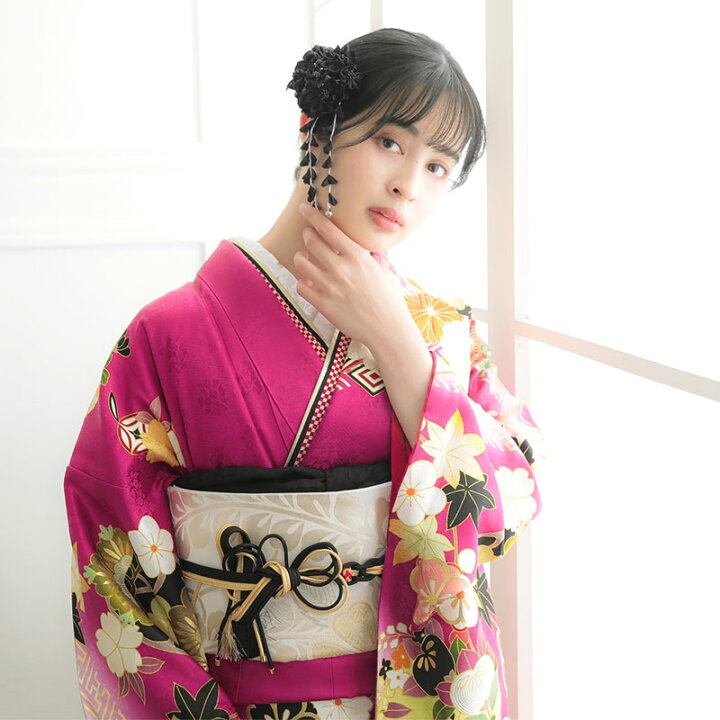楽天市場】【成人式 振袖 レンタル】RS1813 正絹 赤紫×白 毬に桜菊梅松 