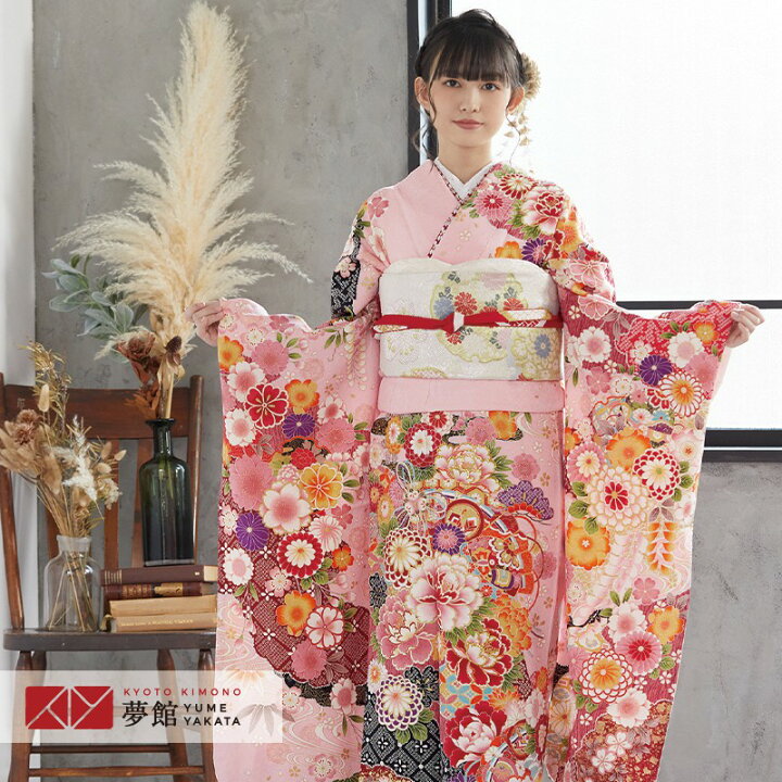 楽天市場】【成人式 振袖 レンタル】RS1817 正絹 ピンク 桧扇に花（絹  