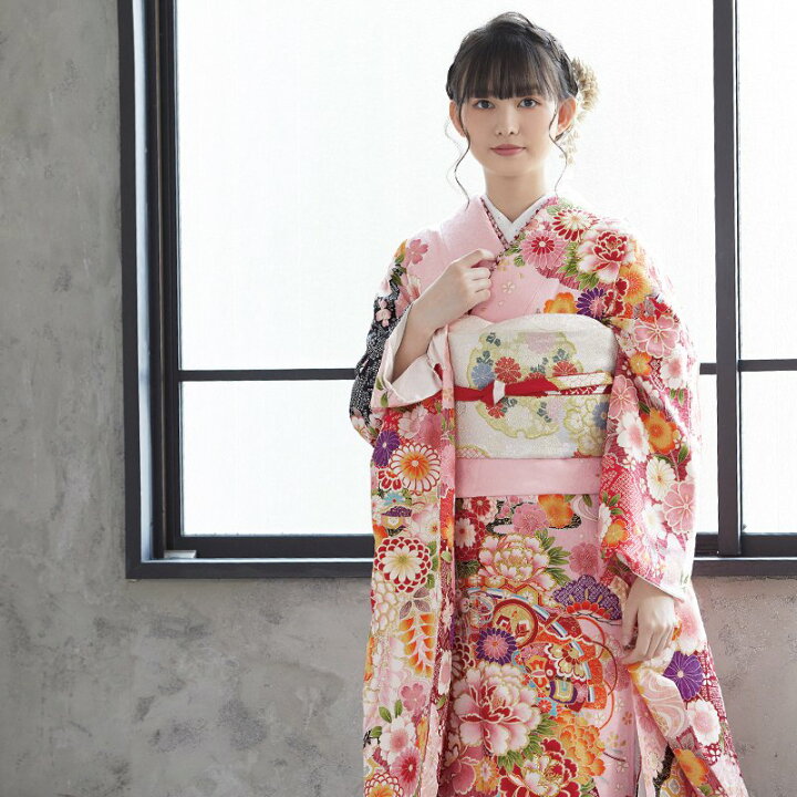 楽天市場】【振袖 レンタル】 結婚式 結納R1817 正絹 ピンク 桧扇に花 